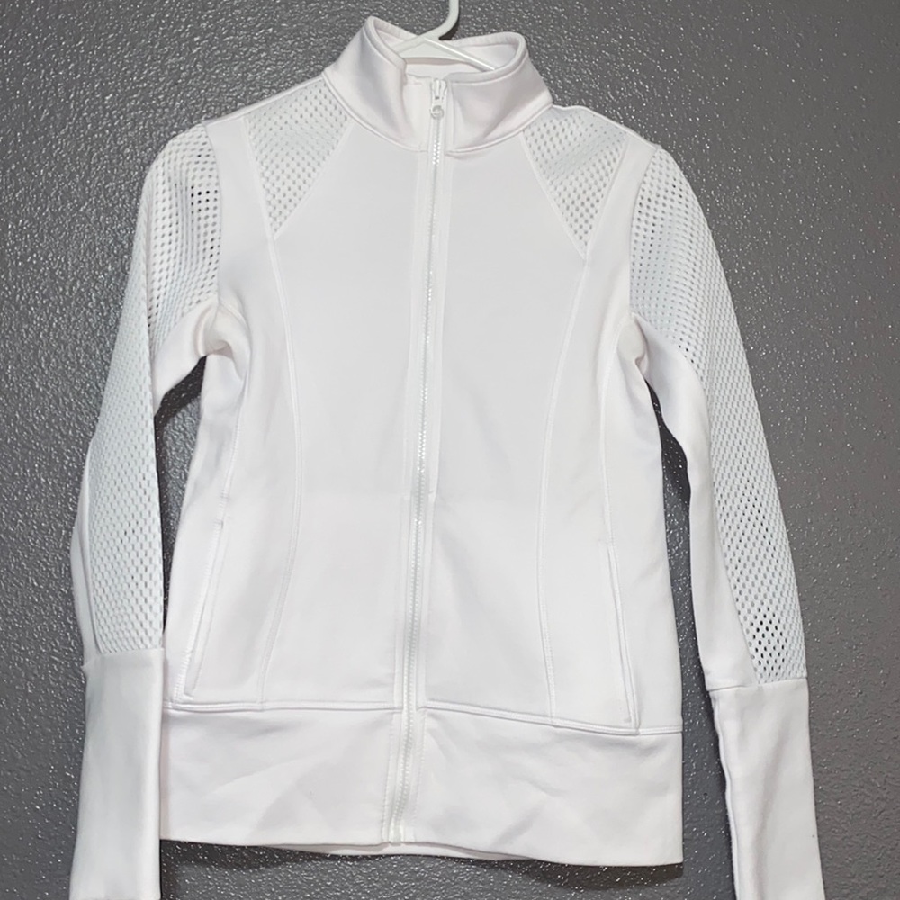 White Athletic Breathable Zip up Jacket